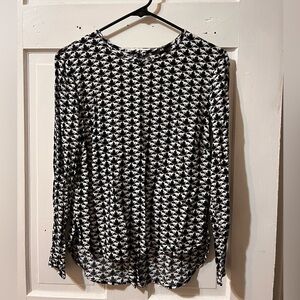 H&M long sleeve blouse with cat pattern, size 6